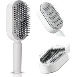 ZJchao Cojín Cepillo para Cabello Autolimpieza Masaje del Cuero Cabelludo Peine Redondeado Dientes Peine para el Cabello para Mujeres Cabello Largo (B