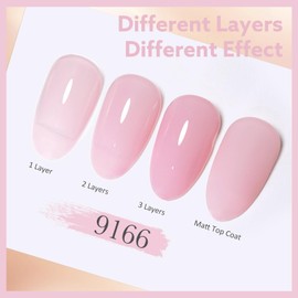 CANNI Jelly Nude Pink Gel Nail Polish, 1Pcs Milky Light Pink Gel Polish Sheer Clear Light Pink Gel Polish Translucent Color Nail Polish Gel Soak Off U V Gel Nail French Nail Manicure Salon DIY