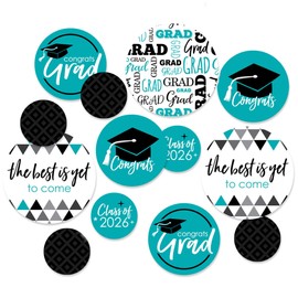 Big Dot of Happiness 2026 Teal Graduation Party Giant Circle Confetti - Party Decorations - Large Confetti 27 Count
