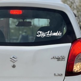 DesignsForrest DF Stay Humble Sticker - Large 7x3.3"" Decal for Cars, Trucks, Laptops, Windows, Helmets, and More - White Vinyl Design for Bumpers and Walls