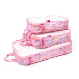 Miamica Women's Packing Cubes for Travel, 3-piece Organizing Set, Pink Floral