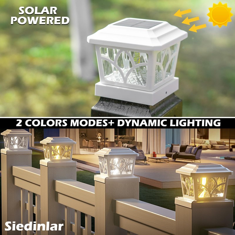 SIEDiNLAR Solar Post Cap Lights Outdoor 4 Modes 40 LEDs