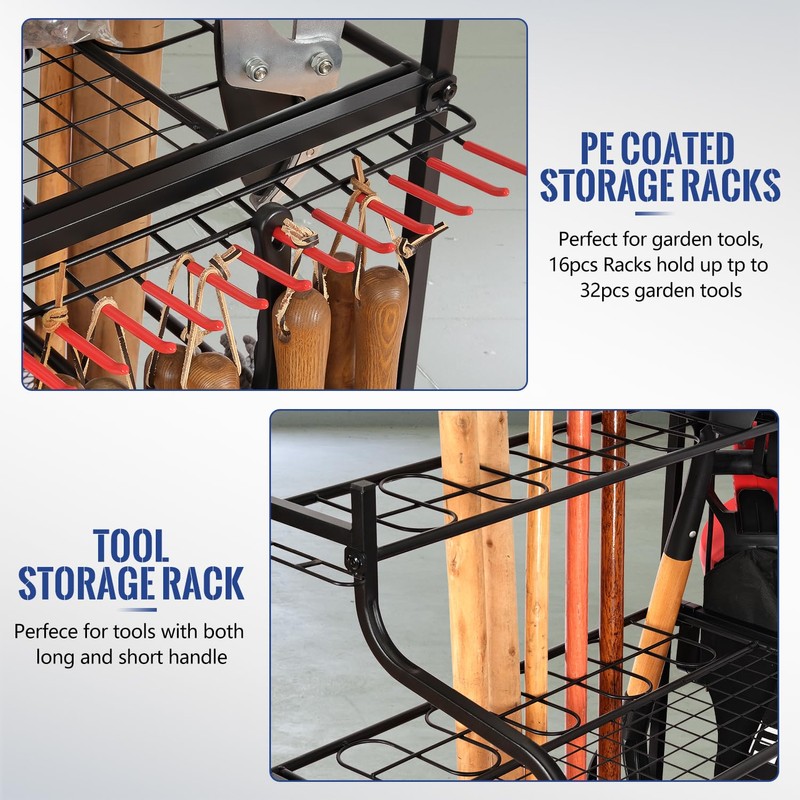 Mythinglogic Garden Tool Organizer for Garage, Yard Tool Rack with