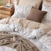JANZAA 3 Pieces Duvet Cover Queen Size,White Duvet Cover Floral