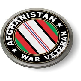 Afghanistan War Veteran 3D Domed CAR Emblem Badge Sticker Chrome Plastic Round Bezel