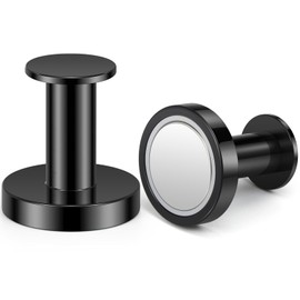 Wukong Noedym Strong Magnets, 36 x 40 mm, Extra Strong Magnetic Holder, Towel Holder, Magnetic Magnets, Black, Magnets with Hooks for Office, Kitchen and Whiteboard, Pack of 2