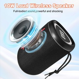 Enbiawit Portable Bluetooth Speaker with Lights, IPX4 Waterproof, Small Wireless Speaker for Home Party Outdoor Beach, Loud Sound, Bluetooth 5.3, TWS Pairing, Support TF Card