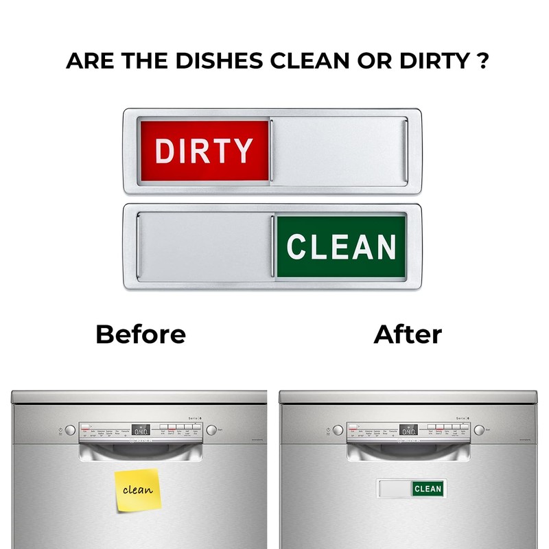 Premium Clean Dirty Magnet for Dishwashers (Green/Red)
