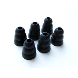 6 Large (L) Black Triple Flange Replacement Eartips Earbuds Ear Adapters for In Ear Earphones with 4.9mm to 6.3mm Nozzle Attachment