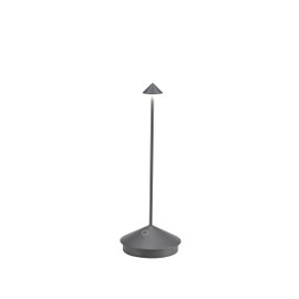 Zafferano, Pina Lamp, Kabellose wiederaufladbare Tischleuchte mit Touch Control, Auch als Außenleuchte verwendbar, Dimmer, 2200-3000 K, Höhe 29 cm, Farbe Dunkelgrau