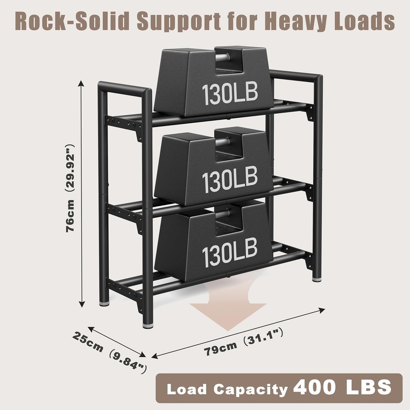 Jusgym Dumbbell Rack, 400LBS Load, Adjustable Weight Rack for Dumbbells