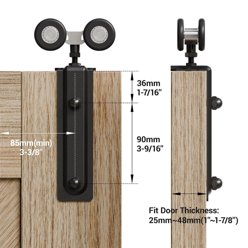 TOPCCJHHD 6.6FT/80'' Box Rail Sliding Barn Door Hardware Kit Ceiling