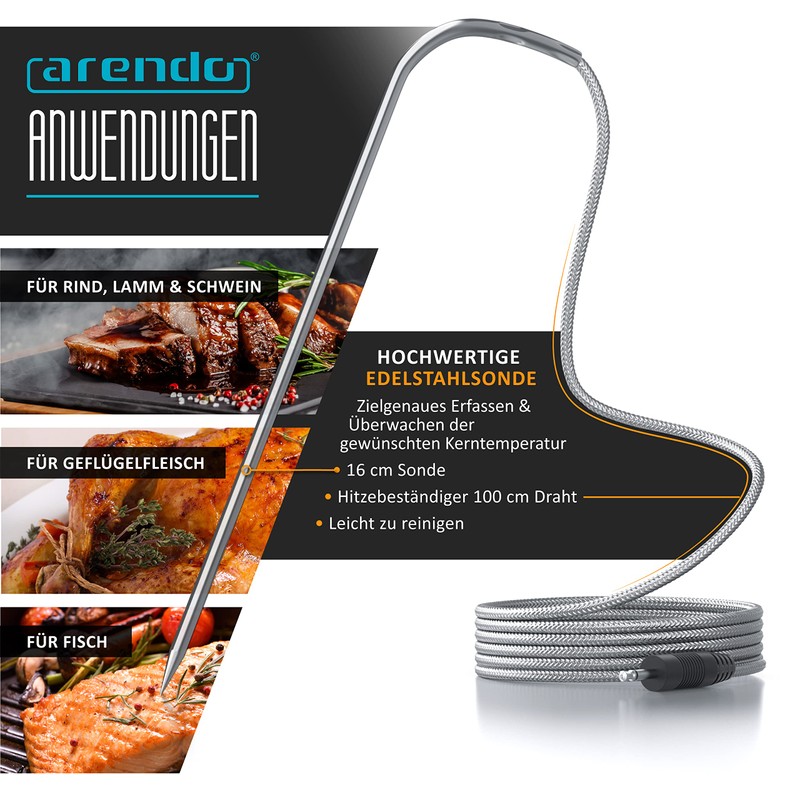 Arendo - Grill Thermometer Digital Wireless - Meat Thermometer with