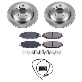Power Stop KOE6852 Autospecialty Rear Replacement Brake Kit-OE Brake Rotors & Ceramic Brake Pads and 1 Rear Sensor Wire