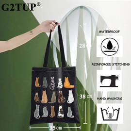 G2TUP Cat Backs Tote Bag Cat Lover Shoulder Bag Funny Kitten Shopping Grocery Reusable Bag (Cat Backs BL TG)