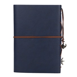 A5 Vintage Leather Notebook Travel Journal Diary Refillable Binder Notebook Softcover Notepad Embossed Blank Kraft Paper Writing Drawing Note Pad Daily Planner Personal Organiser with Retro Pendants