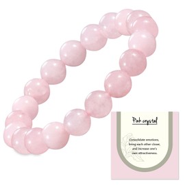 Natural Rose Quartz Bracelet for Women, 10mm Healing Stone Bracelet Protection Healing Crystal Bracelet Anti Anxiety Stress Relief Yoga Beads Get Well Soon Gifts