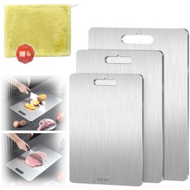 Titanium Cutting Board, Double Sided Cutting Board, For Kitchen, 304 Stainless Steel, Heavy Duty, Rust, Antibacterial, Heat Resistant, Anti-Slip, Easy Care, Vegetables, Meat, Fruits, Camping, Kitchen,