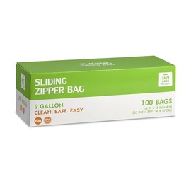 Slider 2 Gallon Food Storage Bags- 100 Count, BPA-Free, 2 Mils Thick, Expandable Bottom, Quick Locking-Zip, Leak Proof For Storage & Organization