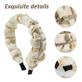 scicent Hair Bands 2 Pieces Rhinestone Headbands Glitter Crystal Head Band Plain Satin Hair Band Fashion Headwear for Women Girls Daily Wearing Make Up Party Wedding Hair Accessories - 29706