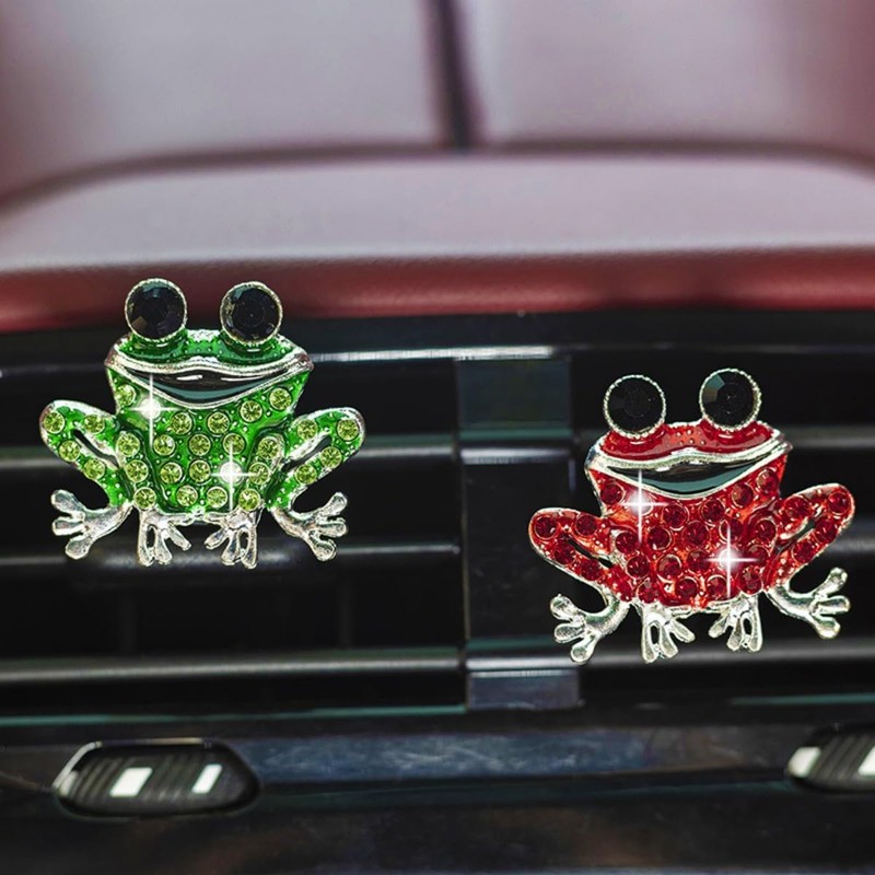 Bling Frog Car Air Freshener Vent Clip, Sparkly Crystal Rhinestone
