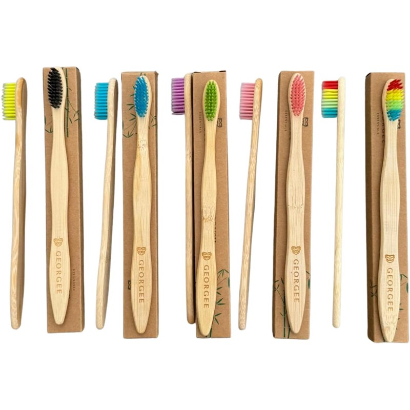 Georgee Essentials Cepillos de Bambú Ecológicos Multicolor Sin BPA 10