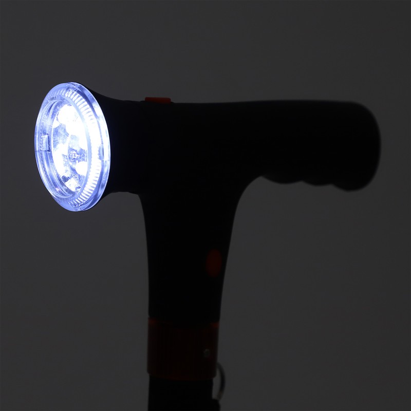Aluminum Alloy Folding Light Cane Elderly Four‑legged with Lamp Non‑slip