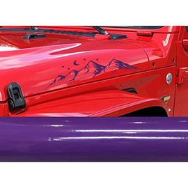 Mountains Range Theme Decal Sticker for Hood Fender Sides Compatible with Jeep Wrangler Rubicon Gladiator JK TJ YJ CJ 23 X 5 Inches Set of 2 Mirrored Decals. - Purple
