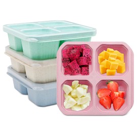Aleker 4 Pack Snack Box with Compartments, Reusable Snack Containers Meal Prep Containers, Leak-Proof Snack Boxes for Kids Adults, Divided Food Storage Containers for School Office Picnic Travel