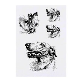 4 x 'Borzoi Dog Portrait' Temporary Tattoos (TO00073024)