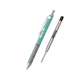 rOtring Tikky III Ballpoint Pen - Turquoise Barrel with Blue Ink + Black Medium Refill (0.7mm) - Ergonomic Grip - Smooth Writing for School, Office & Everyday Use