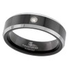 6mm Black Tungsten Diamond Wedding Ring for Him & Her