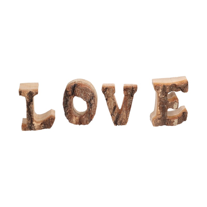 4Pcs Letters Wooden Blocks LOVE Shape Retro Free Standing Decorative