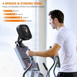 Rechargeable Portable Fan with Light, 8-inch Battery Operated Clip on, 20000mAh 78 Hours Work Time, Quiet, Strong Airflow USB, 4 Speeds Personal, Ideal for Outdoor Camping Hurricane