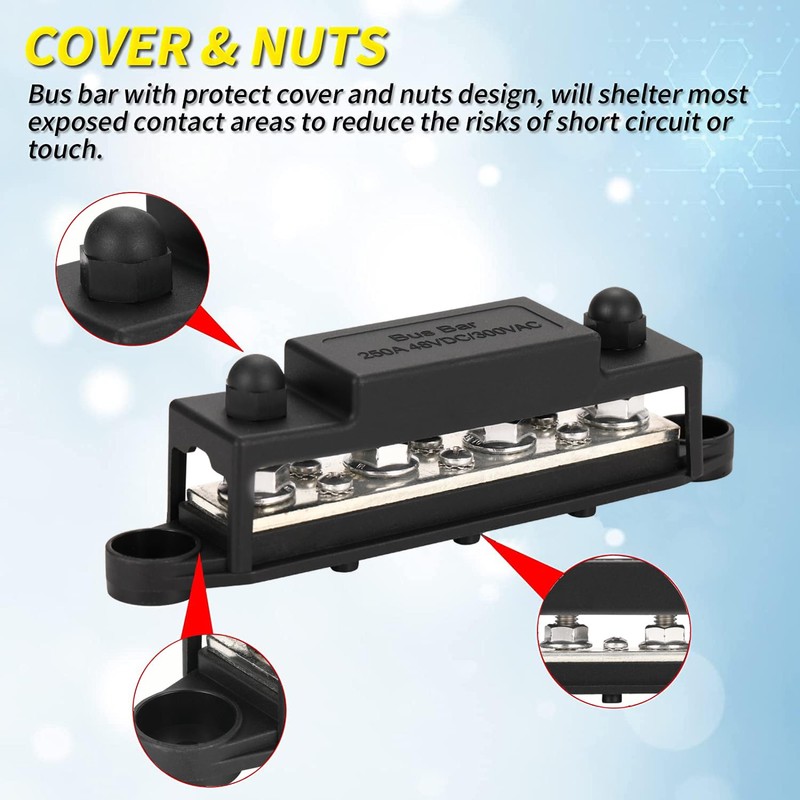 Greluma 1 Pair Power Distribution Block Busbar, 4 x M8