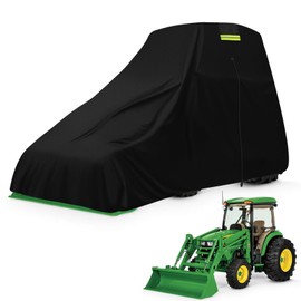 Waterproof Tractors Cover Fit Most Campact Tractor with Cabin and Front Loader, 600D Oxford Cloth Tractors Cover for Snow Rain Dust Protection, 150 L x 75 W x 110 H in