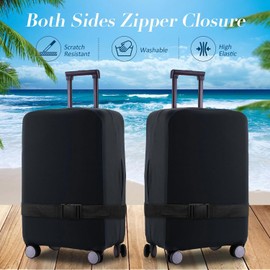 RainVillage Travel Luggage Cover Suitcase Protector Scratch-Resistant Fit 19-31 Inch Suitcase, Not Included Suitcase (RTLC_Black, S(19-21inch))