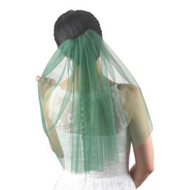 FANFAN Bachelorette Veil Sparkle Fun Party Veil Bride to Be Gift Bridal Shower Bridal Veil Glitter Bridal Veil for Women Y066, Green, 20 inches