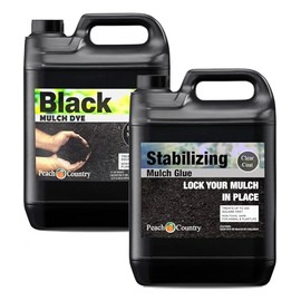 Midnight Black Mulch Dye Color Concentrate (1 Quart, Black) and Stabilizing Mulch Glue Binder (1 Quart)