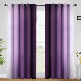 COSVIYA Curtains & Drapes Ombre Purple Curtains 84 inch Length 2 Panels, Grommet Room Darkening Light Blocking Insulated Thermal Gradient Window Curtains for Bedroom/Living Room,62x84 inches
