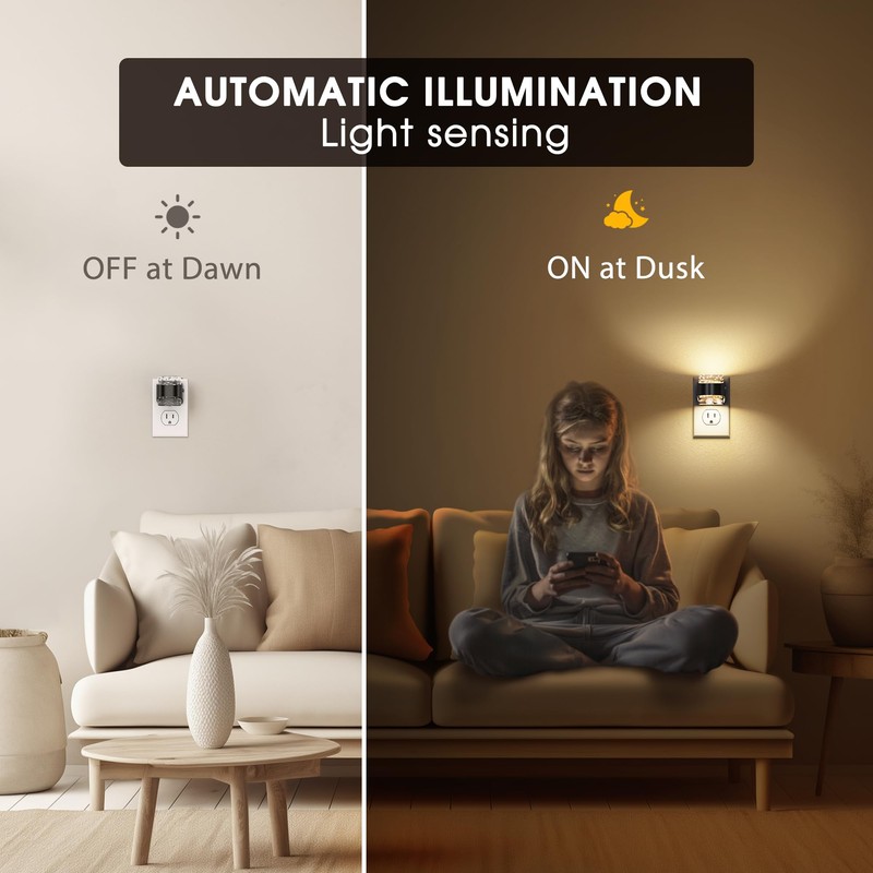 Briignite LED Night Light Plug into Wall[2 Pack] Dimmable Night