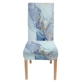 CAPSCEOLL Marble Blue Abstract Printing Dining Chair Covers Set of 4,Stretch Parsons Chair Slipcovers Universal Removable Washable Chair Seat Covers Protector for Dining Room,Kitchen,Hotel