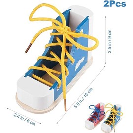 Mikily's Learn to Tie Shoes for Kids with Wooden Lacing Toy Shoe Tying and Tie Practice Kit Knot Tying for Kids How to Tie Shoes Practice Kit Shoe Laces Learning Tool…