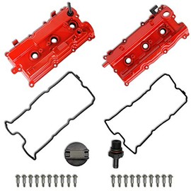 MITZONE Upgrade Aluminium Engine Valve Covers with Gasket Bolts & Oil Cap Compatible with 2002-2009 Nissan Altima Maxima Murano Quest Infiniti i35 VQ35DE 3.5L OE # 264-984 264-985 13264-8J113