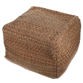 Luxshiny Square Pouf Ottomans Cover Cotton Linen Foot Rest Cube Stool Boho Bean Bag Chair Tatami Cushion Slipcover Khaki