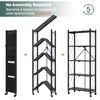 DEANIC 5-Shelf Folding Bookcase with Wheels, Rolling Bookshelf Heavy Duty