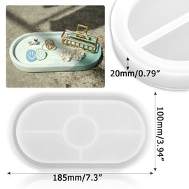 Molde de Resina de Bandeja de 3 Piezas, Molde de Placa de artesanía Ovalada de Silicona, Molde de Posavasos de fundición epoxi para joyería, Fabricante de bandejas de terrazo Jesmonite