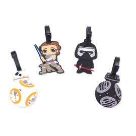4 Pcs Set Star BB8 Jedi Soldiers Silicone Travel Luggage Baggage Identification Labels ID Tag for Bag Suitcase Plane Cruise Ships with Belt Strap