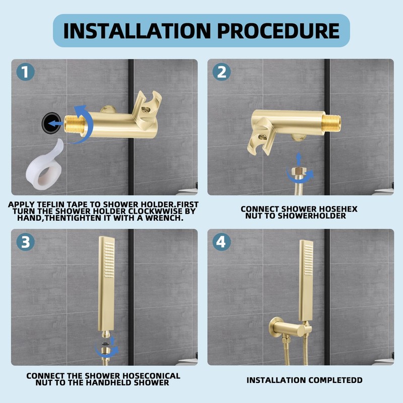 Backnets Solid Brass Handheld Shower Head Arc Design High Pressure
