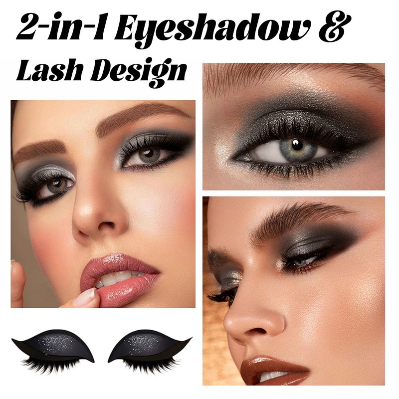 Kinretixia 2 Pairs Eyeshadow and Eyelash Stickers, Lazy Eye Shadow